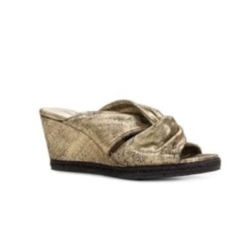 Patricia Nash Ricarda Espadrille Wedge metallic gold leather size 10
